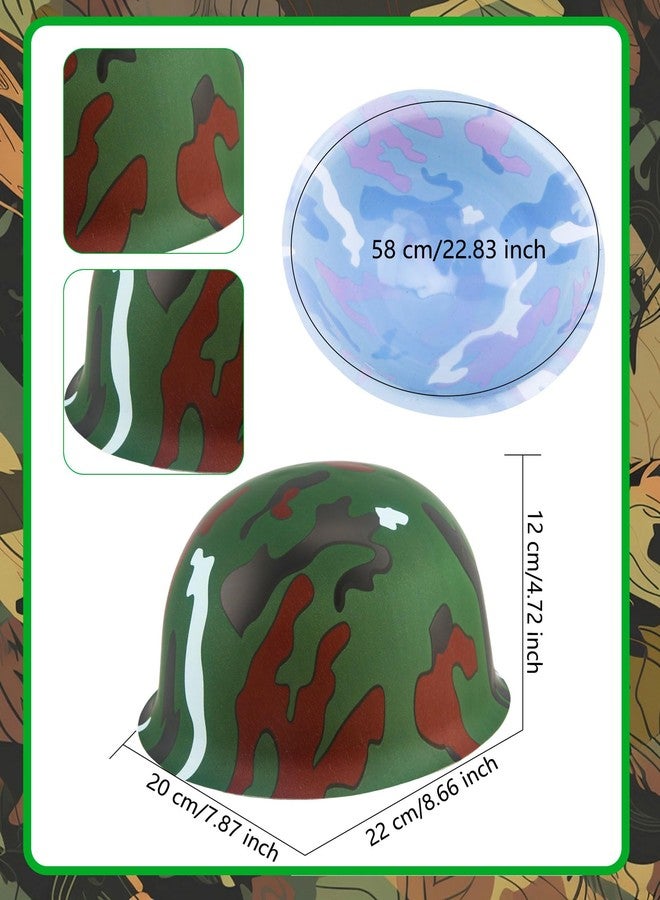 Cotiny 24 Pcs Kids Army Helmet Plastic Camouflage Hats Soldier Cap for Teen Halloween Costume Accessories Camo Party Supplies (Color Set 2) - Image 2